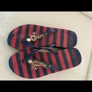 Guess sz 8.5 nautical wedged flip flops.